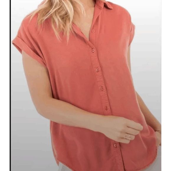 Rag Poets NWT Myrtle Top Pink Button Tunic Blouse Size Small, MSRP $80 - Picture 1 of 9
